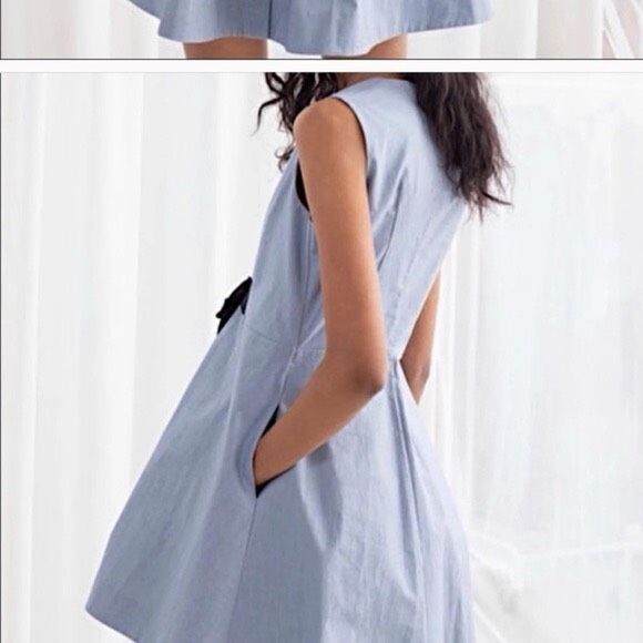 ✨& Other Stories Paris Bow Ribbon Chambray Sz. 4 Dress✨ - Picture 8 of 10